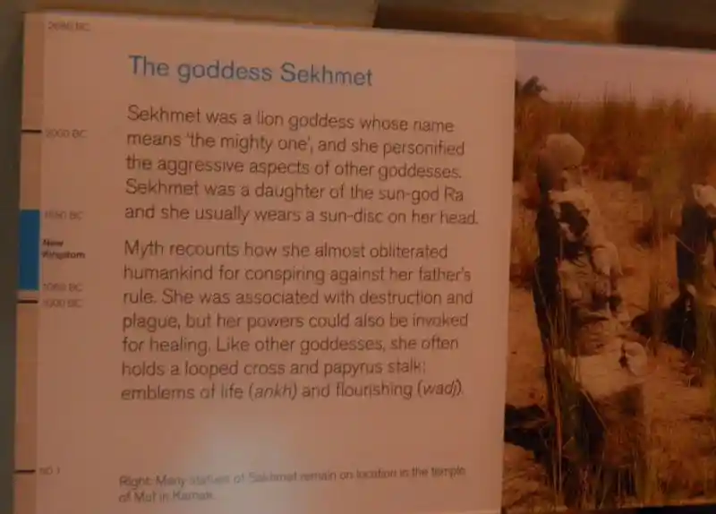 Solar disc and snake on the head of the goddess Sekhmet